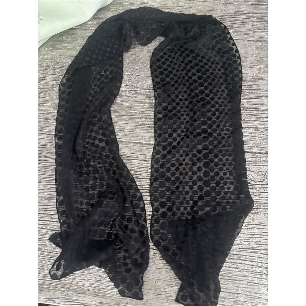 Black Polka Dot Sheer Scarf - Women Accessories